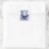 Sticker Carré Lecture Hippo mignonne (Sac)