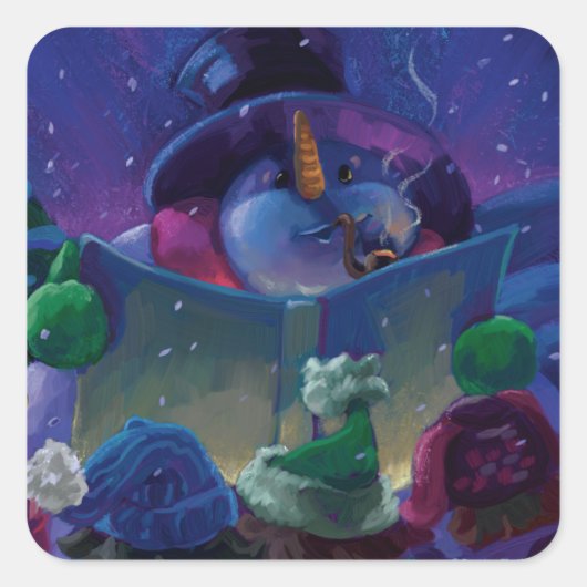 Sticker Carré Lecture hivernale (Devant)