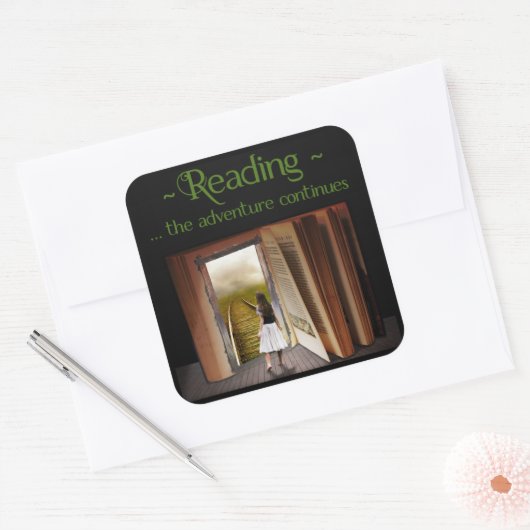 Sticker Carré Lecture, l'aventure continue (Enveloppe)
