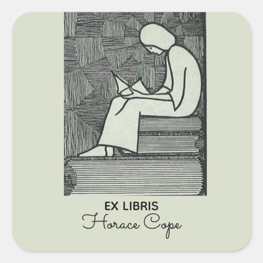 Sticker Carré Lecture modifiable sur une pile de livres (Devant)