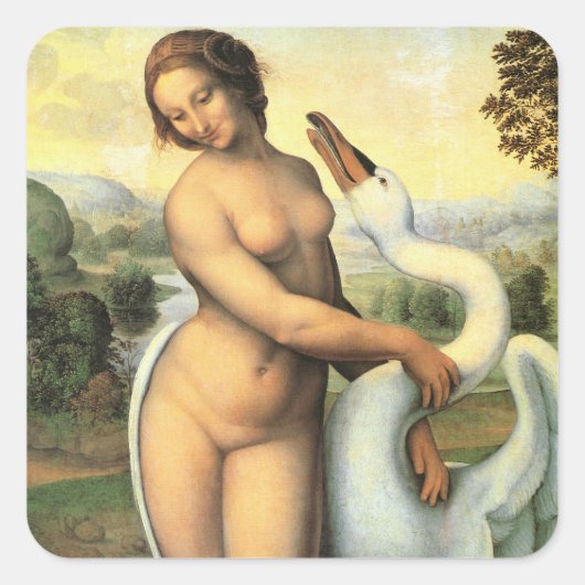 Sticker Carré Léda et le Cygne de Léonard de Vinci (Devant)