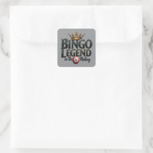 Sticker Carré Légende du Bingo Couronnée d'Or en Typographie Rét
