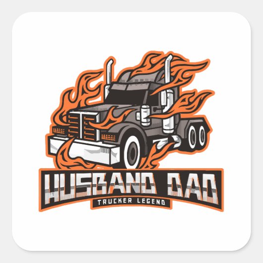 Sticker Carré Légende du camionneur papa mari (Devant)