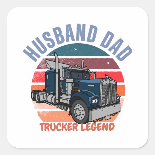 Sticker Carré Légende du camionneur papa mari (Devant)