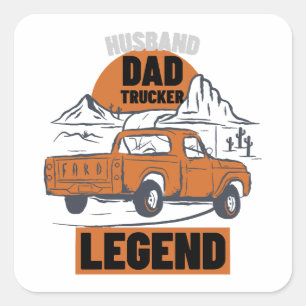 Sticker Carré Légende du camionneur père mari - Drôle