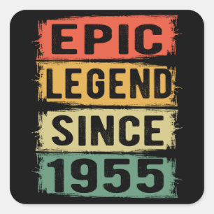 Sticker Carré Légende Épique Depuis 1955 Vintage Cadeau d'annive