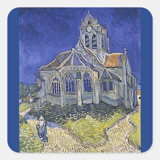 Sticker Carré L'église d'Auvers par Vincent Van Gogh (Devant)