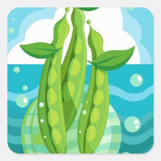 Sticker Carré Légumes de haricots verts bio