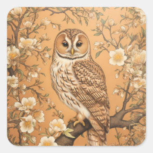 Sticker Carré L'Élégant Tawny Owl William Morris Inspiré