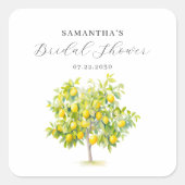 Sticker Carré Lemon Citrus Aquarelle Baby Shower de Mariage (Devant)