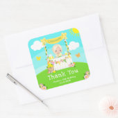 Sticker Carré Lemonade Blonde Coiffure fille Merci d'anniversair (Enveloppe)