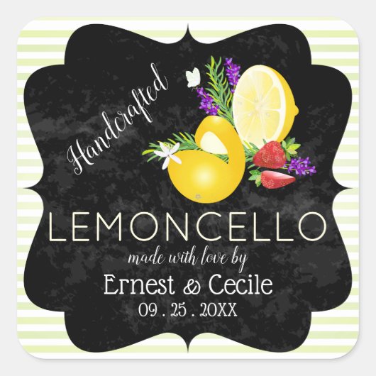 Sticker Carré Lemoncello Chalkboard Look Mariage (Devant)