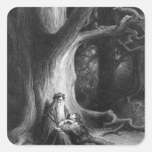 Sticker Carré L'Enchanteur Merlin et le Vivien Fée (Devant)