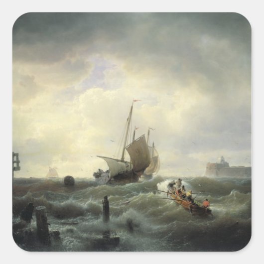 Sticker Carré L'entrée du port d'Hellevoetlimys (Devant)