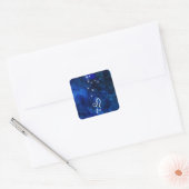 Sticker Carré Leo Zodiac Constellation Bleu foncé Galaxie (Enveloppe)