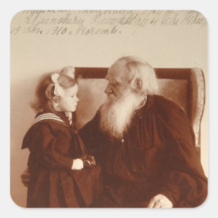 Sticker Carré Léon Tolstoy avec sa petite-fille, Tatiana