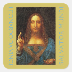Sticker Carré Leonardo da Vinci 1500 Salvator Mundi Art