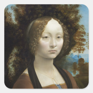 Sticker Carré Leonardo Da Vinci Ginevra De' Benci Peinture