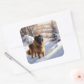 Sticker Carré Leonberger Laissez-le neiger Noël (Enveloppe)