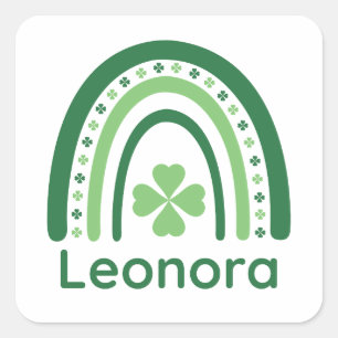 Sticker Carré Leonora Nom Trèfle Bohème Arc-en-ciel