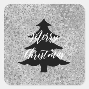 Sticker Carré Leopard argenté gris Meow Kitty Cat