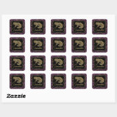 Sticker Carré Léopard doré et imprimé léopard violet (Feuille)