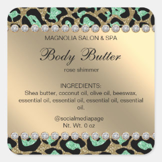 Sticker Carré Leopard Mint Green Parties scintilla