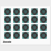 Sticker Carré Léopard noir et Turquoise (Feuille)