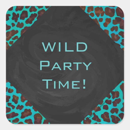 Sticker Carré Léopard Turquoise et Brown (Devant)