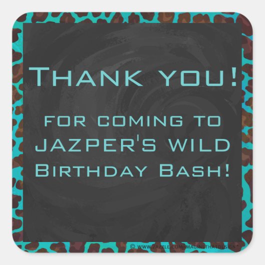 Sticker Carré Léopard Turquoise et Brown (Devant)