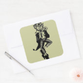 Sticker Carré Leprechaun avec Flûte (Enveloppe)