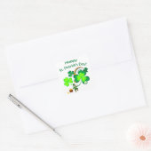 Sticker Carré Leprechaun et Shamrock (Enveloppe)
