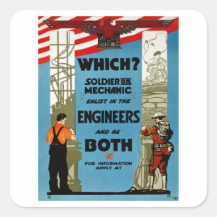 Sticker Carré Lequel ? Soldat ou mécanicien