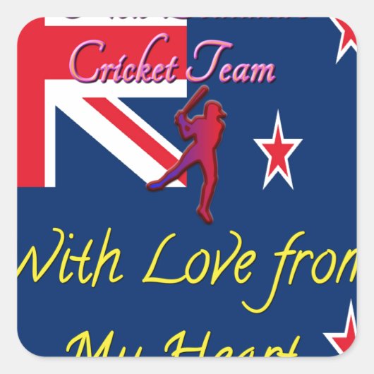 Sticker Carré L'équipe de cricket néo-zélandaise : L'amour de mo (Devant)