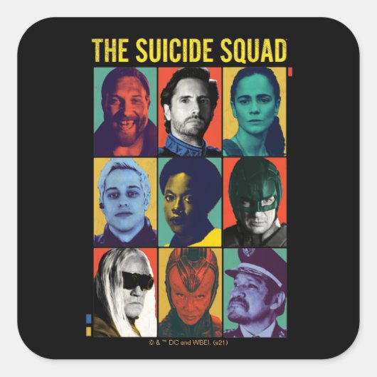 Sticker Carré L'équipe du suicide | Grille Rétro Avec Amanda Wal (Devant)