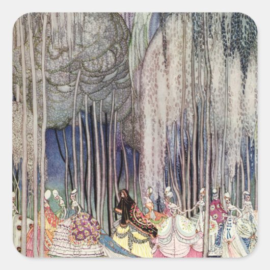 Sticker Carré Les 12 princesses dansantes dans la forêt par Niel (Devant)