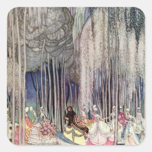 Sticker Carré Les 12 princesses de danse dans la forêt par