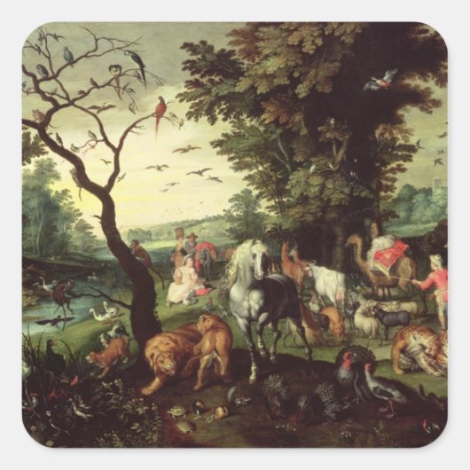 Sticker Carré Les animaux entrant dans l'arche de Noé (Devant)