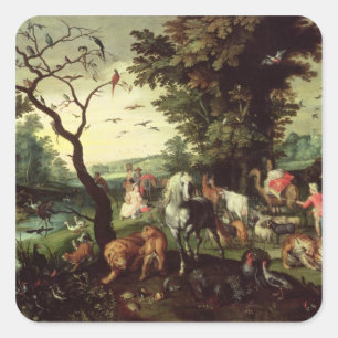 Sticker Carré Les animaux entrant dans l'arche de Noé