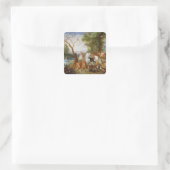 Sticker Carré Les animaux entrant dans l'arche de Noé (Sac)