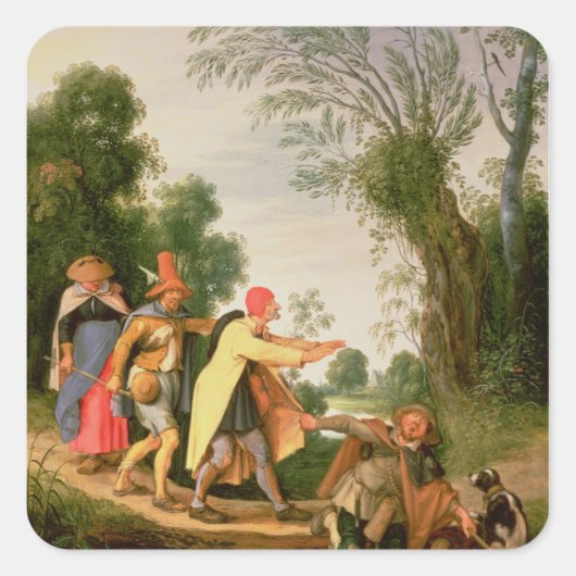 Sticker Carré Les aveugles qui mènent les aveugles (Devant)