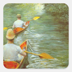 Sticker Carré Les Canots, Périssoires de Gustave Caillebotte