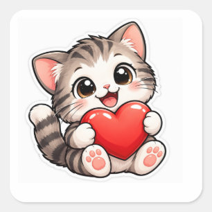 Sticker Carré les chats adorent