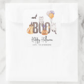 Sticker Carré Les chats d'Halloween de mignonette Ghosts Citroui (Sac)