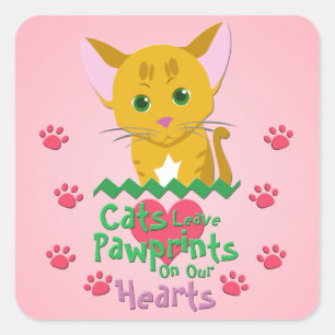 Sticker Carré Les chats laissent des empreintes