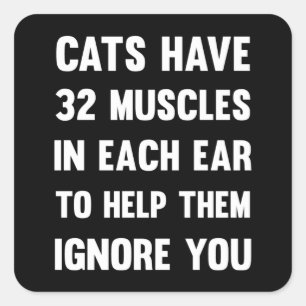 Sticker Carré Les chats ont 32 muscles dans chaque oreille... C