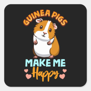 Sticker Carré Les Cochons De Guinée Adorables Me Rendent Heureux