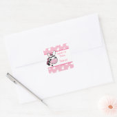Sticker Carré Les Coeurs de la Fête du Zèbre Rose Favorisent Les (Enveloppe)