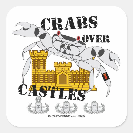 Sticker Carré Les crabes au-dessus des châteaux (Devant)