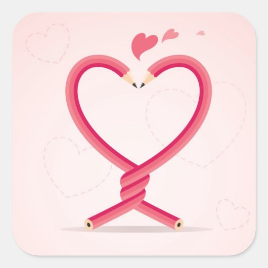 Sticker Carré Les crayons amoureux (Devant)